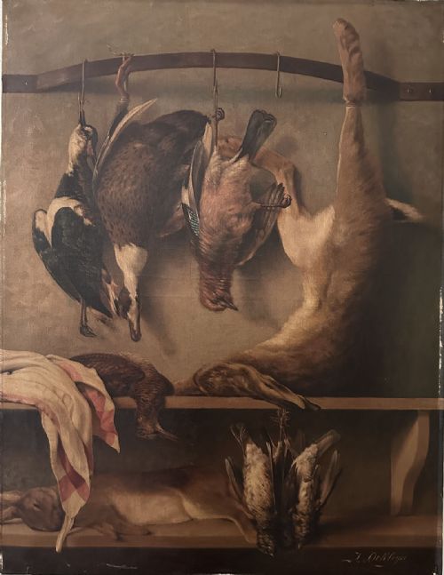 Hanging Game - Antique Oil Painting