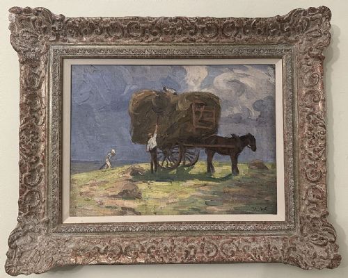 fig 1. Loading the Hay Cart - Antique Oil Painting