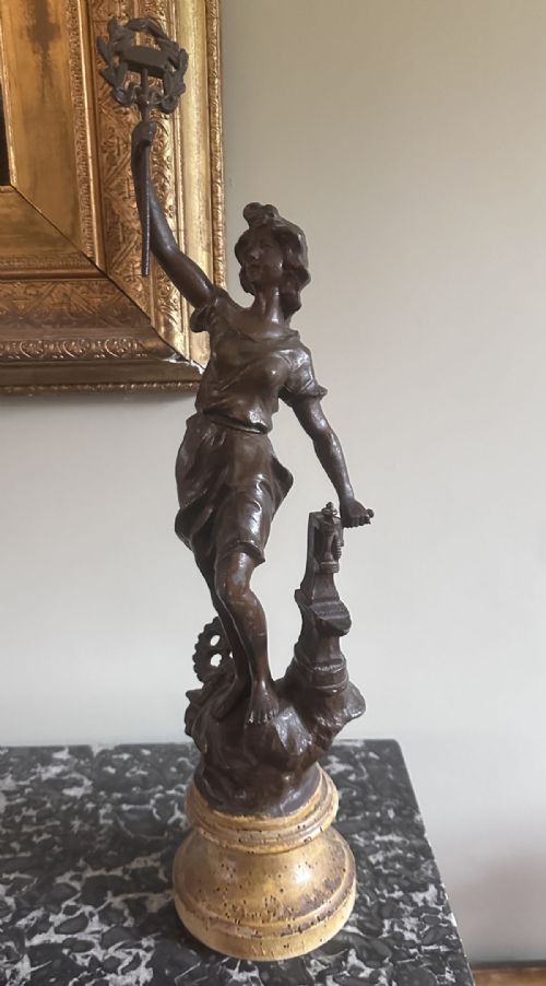 PAIR OF FRENCH SPELTER SCULPTURES - ADDITIONAL PHOTO 2