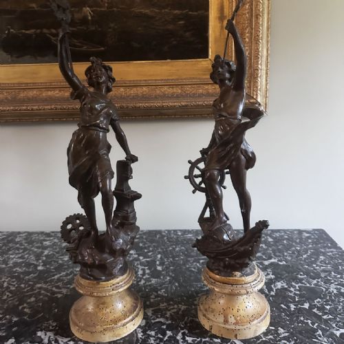 PAIR OF FRENCH SPELTER SCULPTURES - ADDITIONAL PHOTO 4