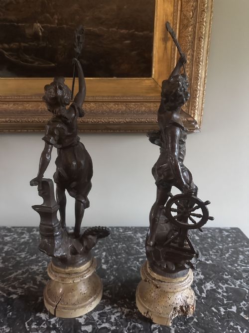 PAIR OF FRENCH SPELTER SCULPTURES - ADDITIONAL PHOTO 5
