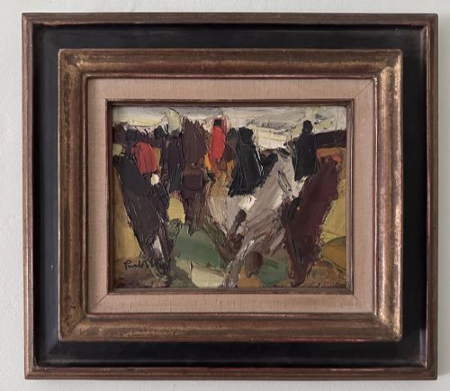 HORSE RACE APAINTINGNTIQUE OIL - ADDITIONAL PHOTO 1