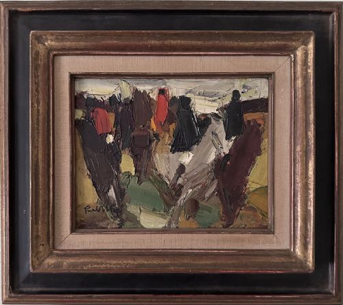HORSE RACE APAINTINGNTIQUE OIL - ADDITIONAL PHOTO 2