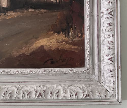 VILLAGE IN AUTUMN ANTIQUE POL PAINTING - ADDITIONAL PHOTO 3