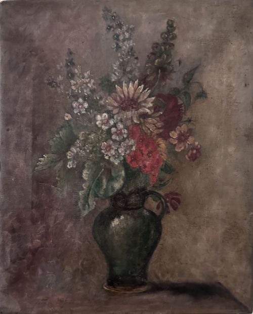 Vase of Flowers - Antique Oil Painting
