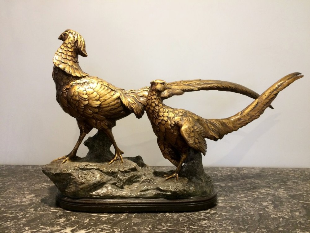 Sculpture of a Pair of Pheasants