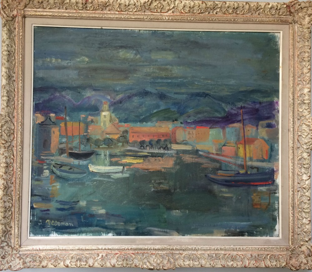 View of a port - Antique Oil Painting View III
