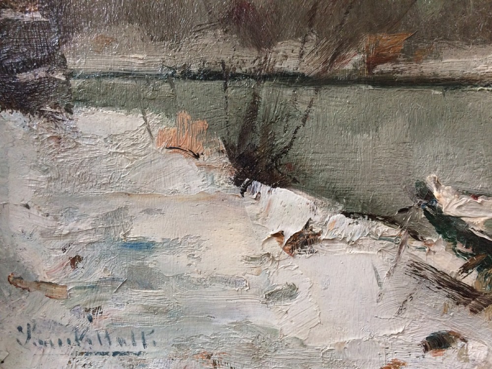 View of a River in Winter - Oil Painting View VI
