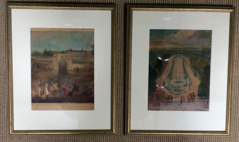Pair of Antique Studies of Versailles  - Oil Painting View II