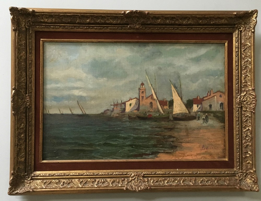 View of a Fishing Village - Oil Painting View II