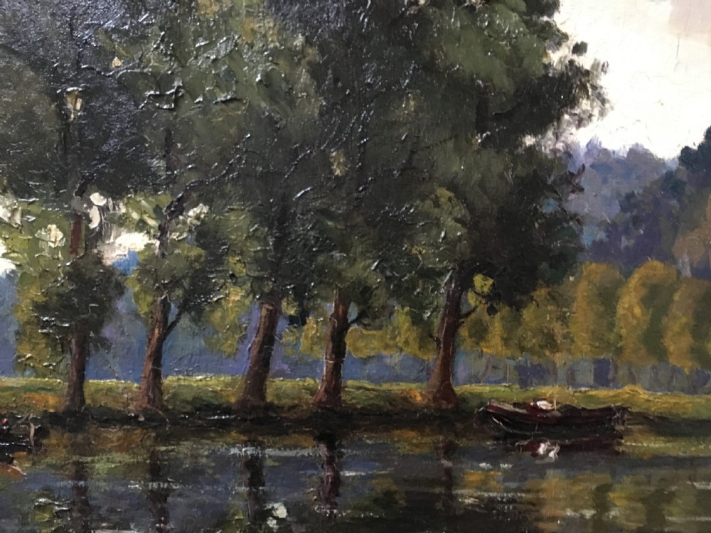 View of the River Meuse - Antique Oil Painting View V