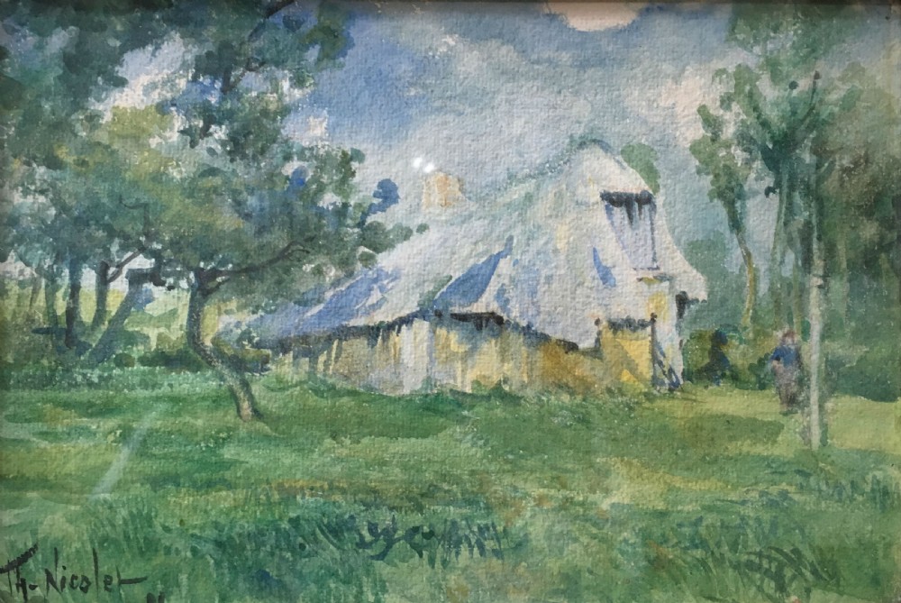 French Cottage - Antique Watercolour