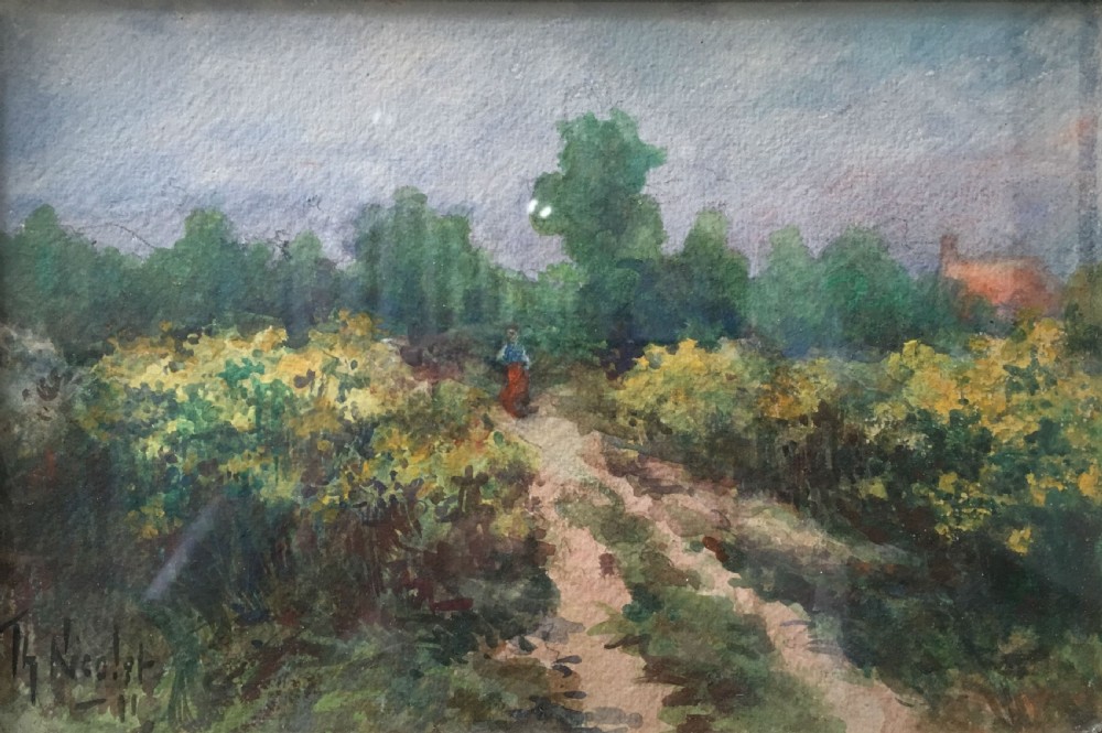 Summer Landscape - Antique Watercolour