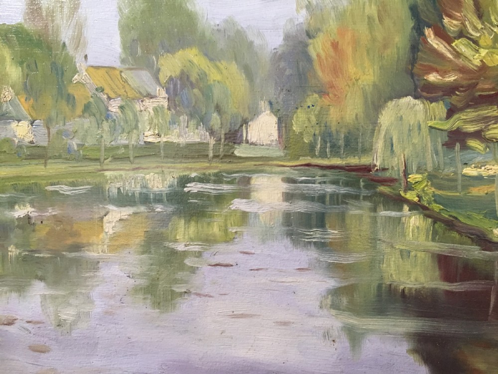 View of a Lake - Antique Oil Painting View V