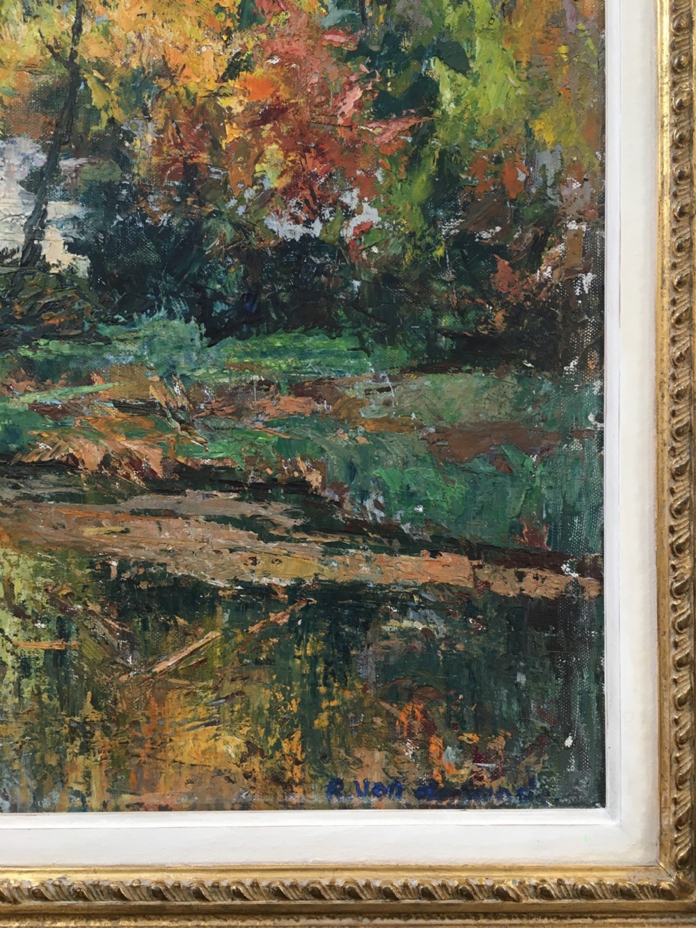 Farmstead in Autumn - Antique Oil Painting View V