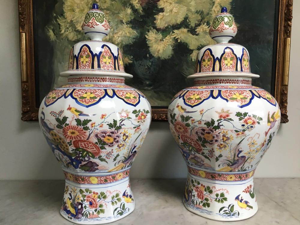 Large Covered Vases - Faience Boch View II