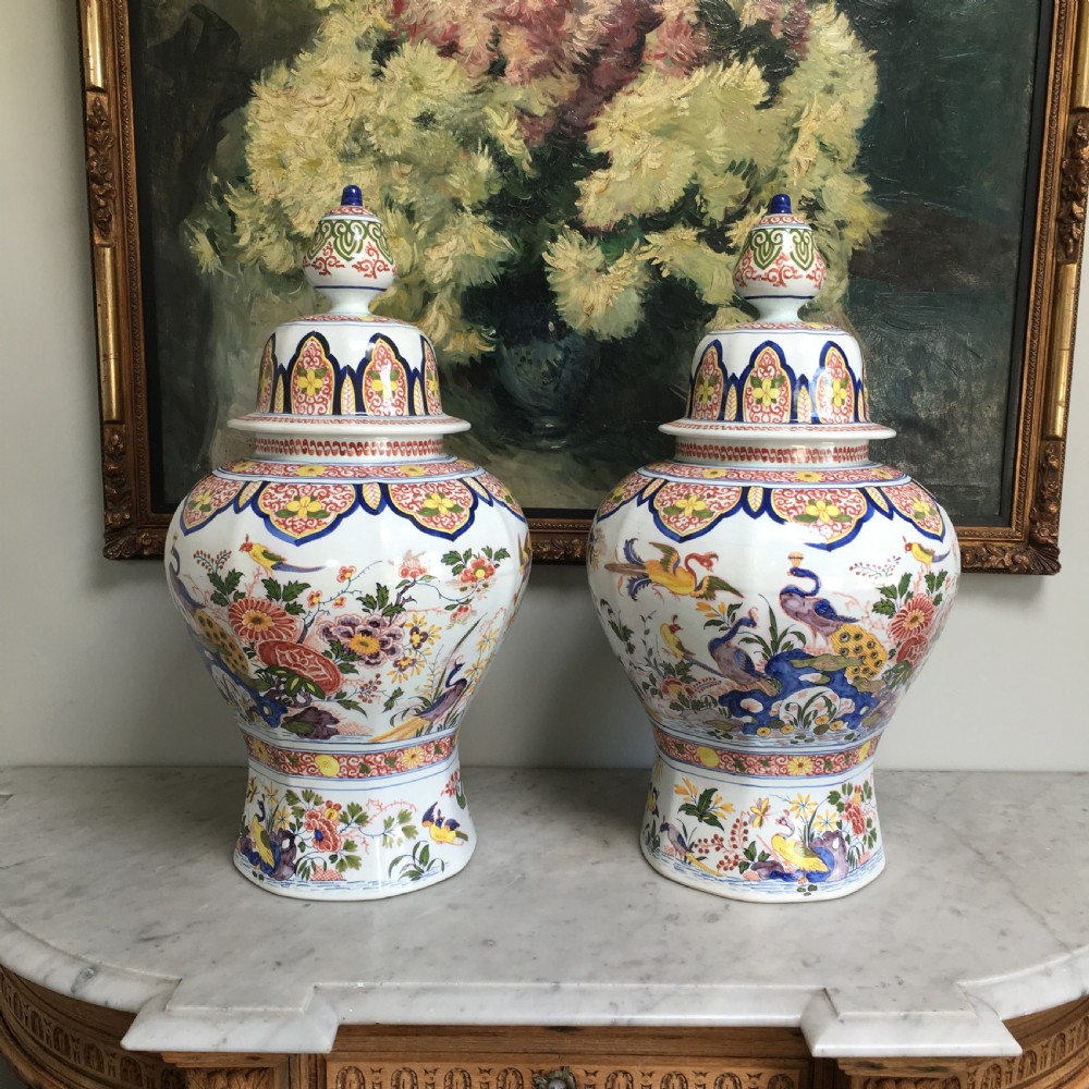 Large Covered Vases - Faience Boch View V