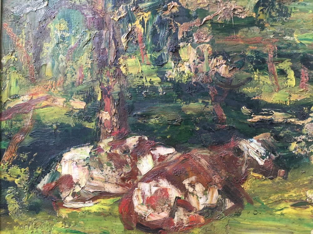 Cows by a Lake - Antique Oil Painting View III