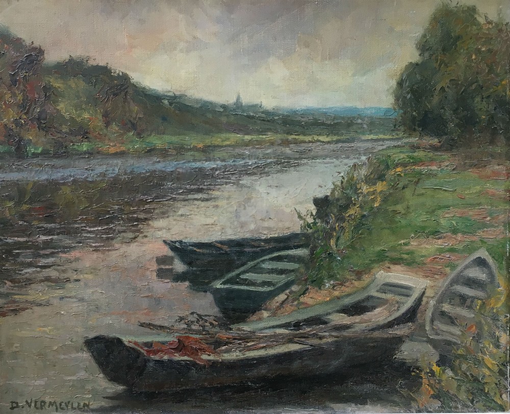 Rowing Boats on a River