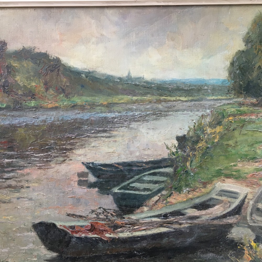 Rowing Boats on a River View IV