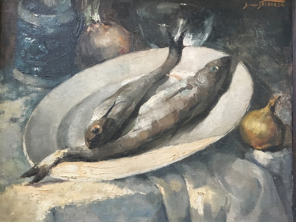 Two Fishes on a Plate - Oil Painting View IV