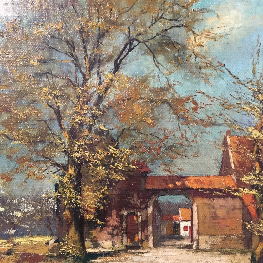 Entrance to a Farm - Antique Oil Painting View III