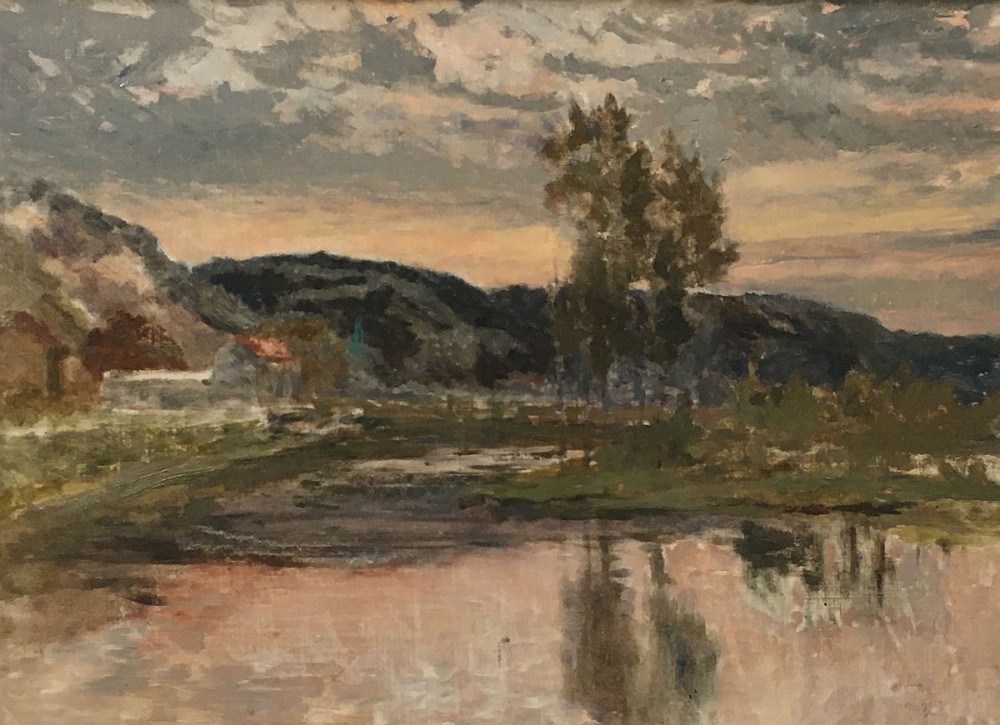 Valley Landscape - Antique Oil Painting