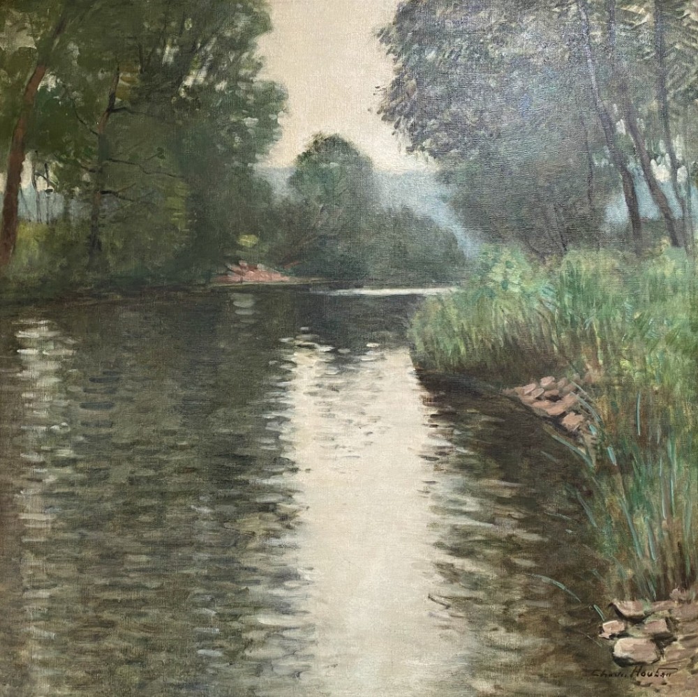 River View - Antique Oil Painting