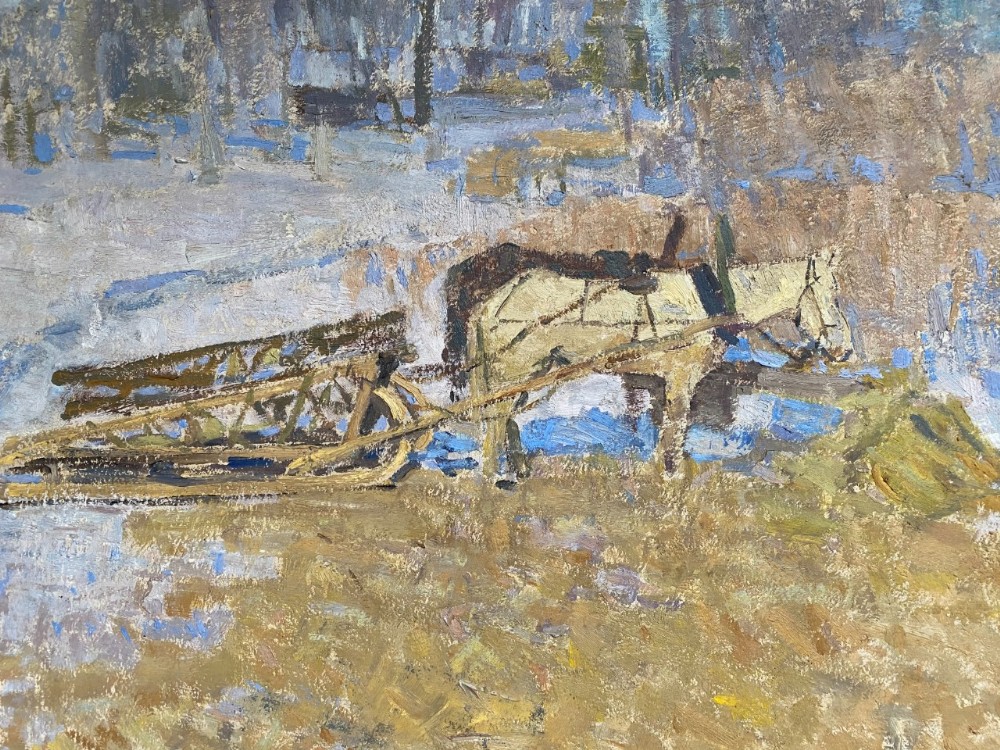 Working Horses - Antique Oil Painting