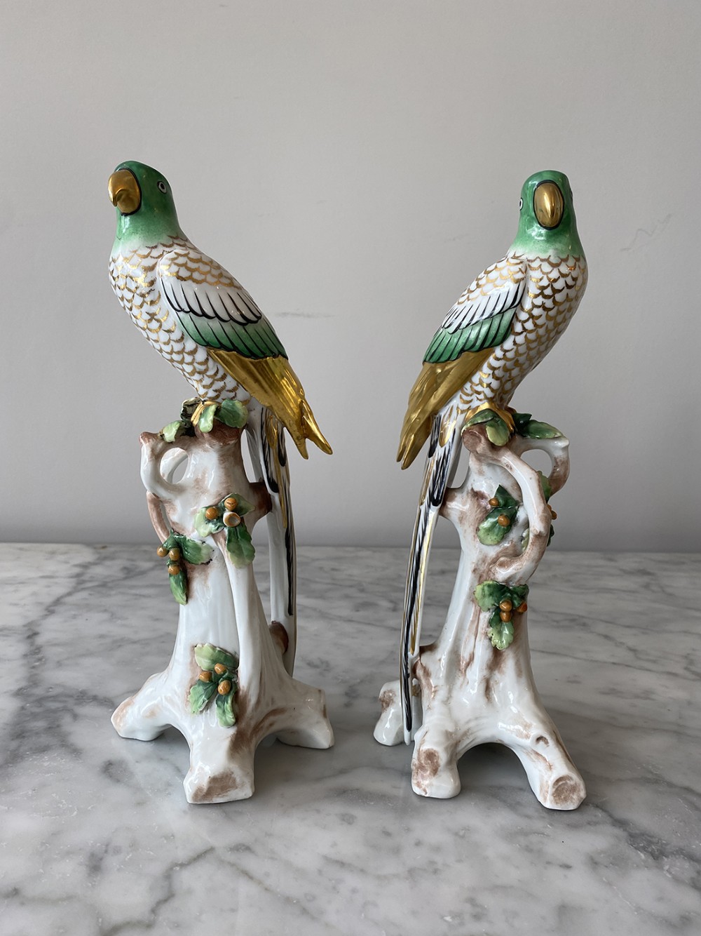 Antique Porcelain Parrots