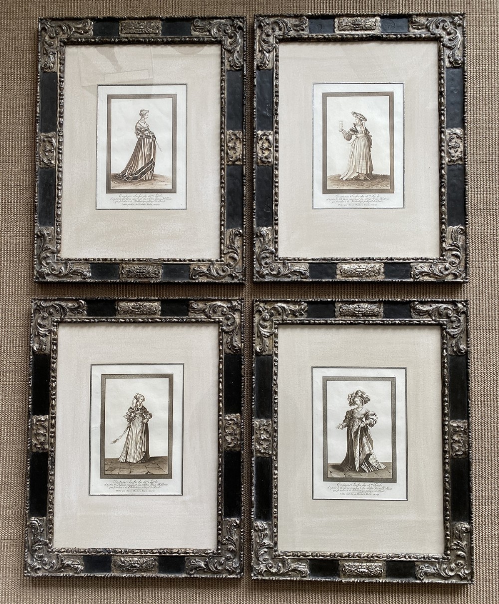 Four Antique French Fashion Prints  
