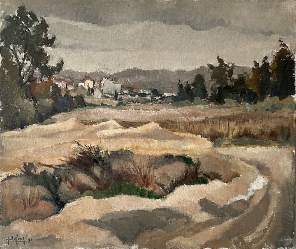 French Landscape - Antique Oil Painting