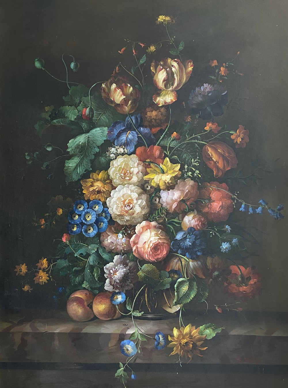 Flowers and Fruit - Antique Oil Painting