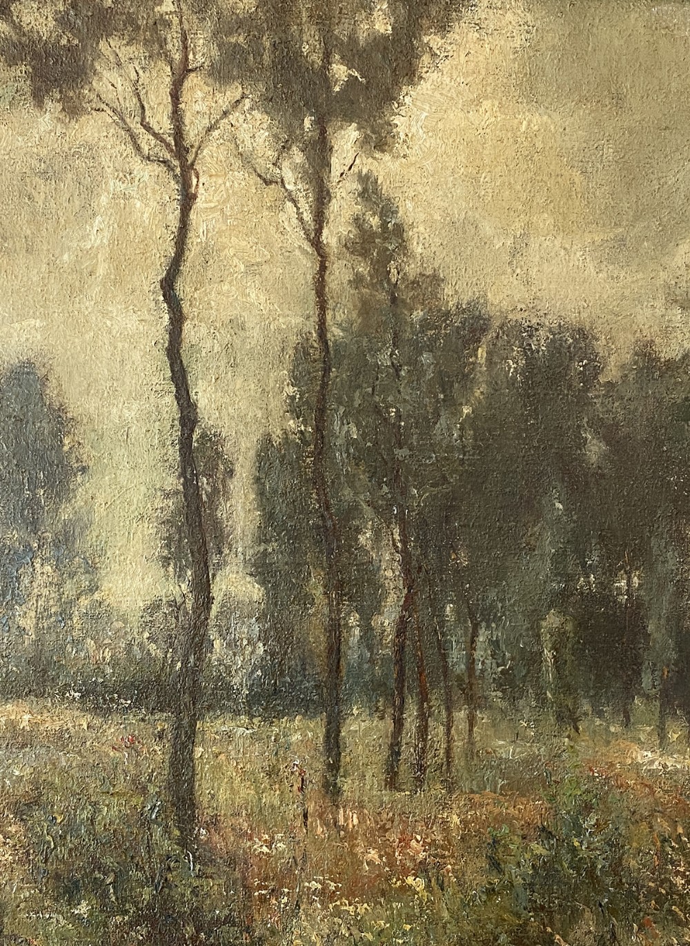Row of Trees - Antique Oil Painting