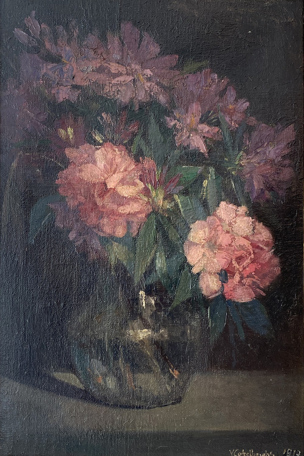 Vase of Flowers - Antique Oil Painting