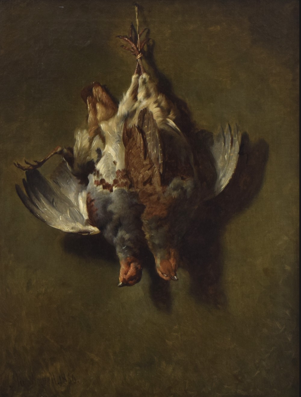 Brace of Partridge - Antique Oil Painting