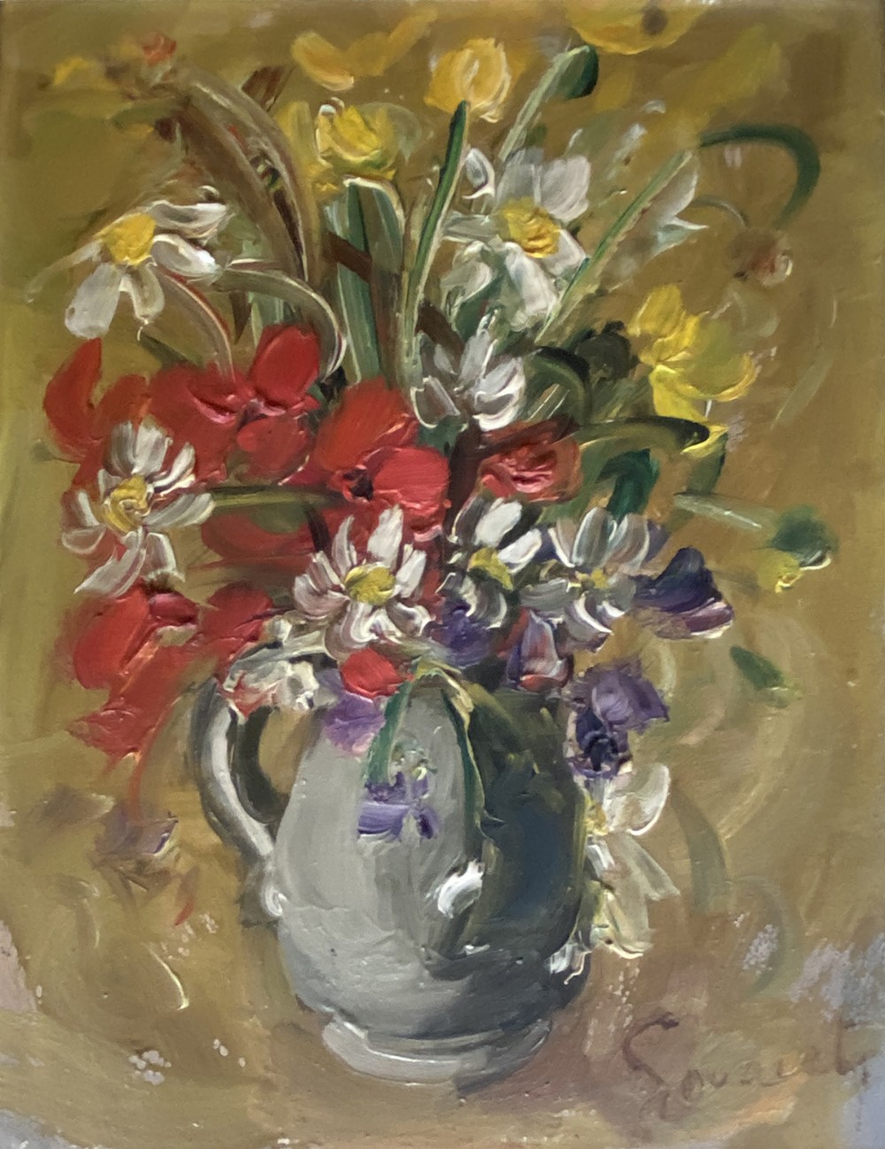 Vase of flowers - Antique Oil Painting