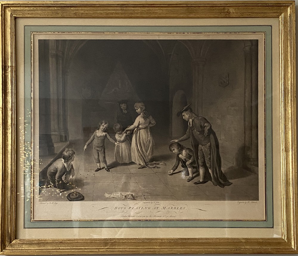 Game of Marbles - Antique Engraving