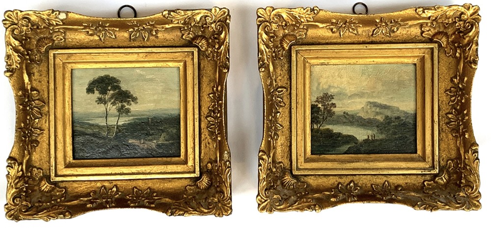 Pair of Italian Landscapes - Antique Oil Painting