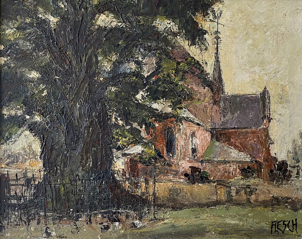 View of a Church - Oil Painting