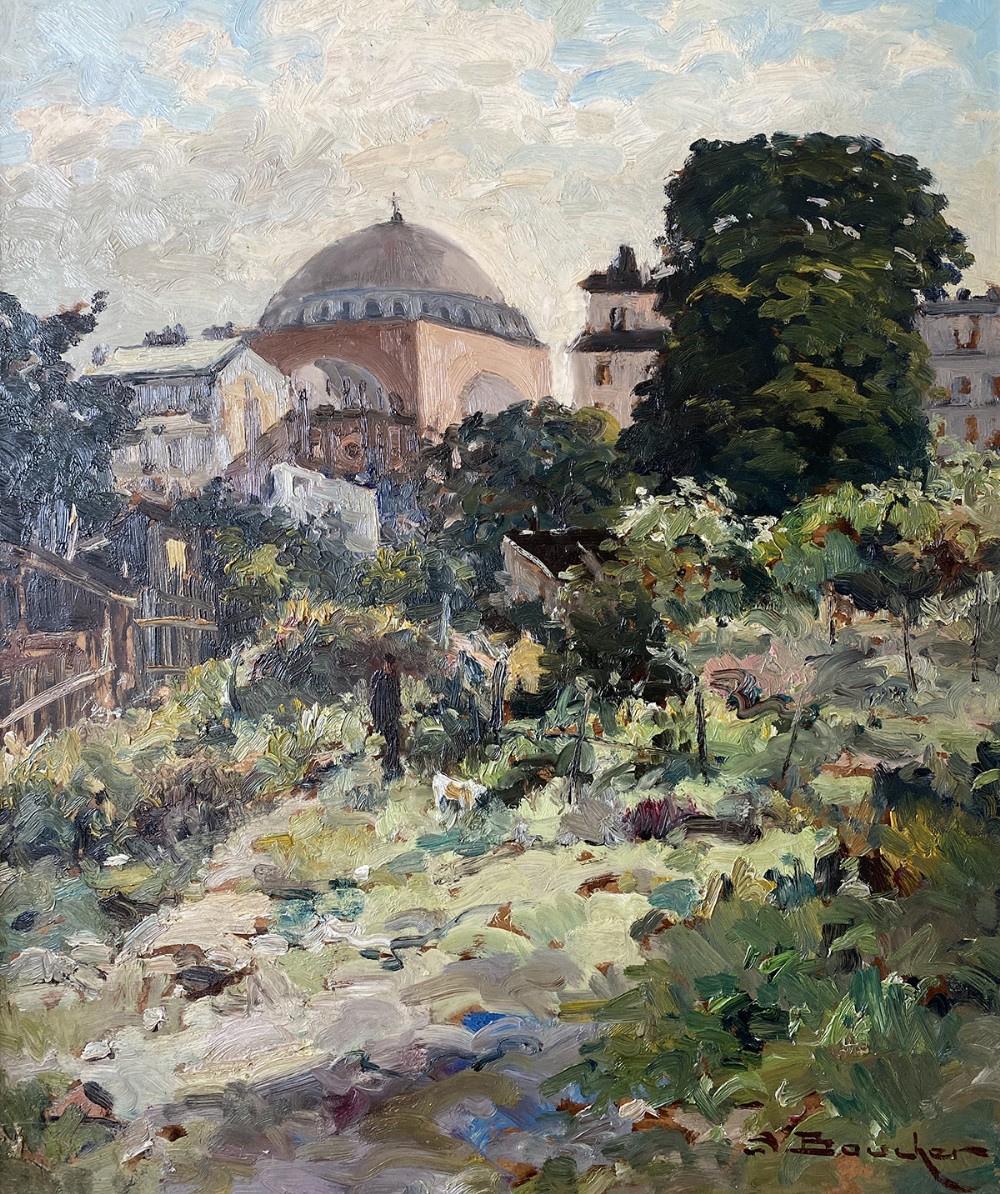 Oriental Garden - Antique Oil Painting