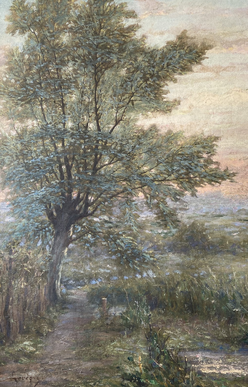 View of a Canal - Antique Oil Painting