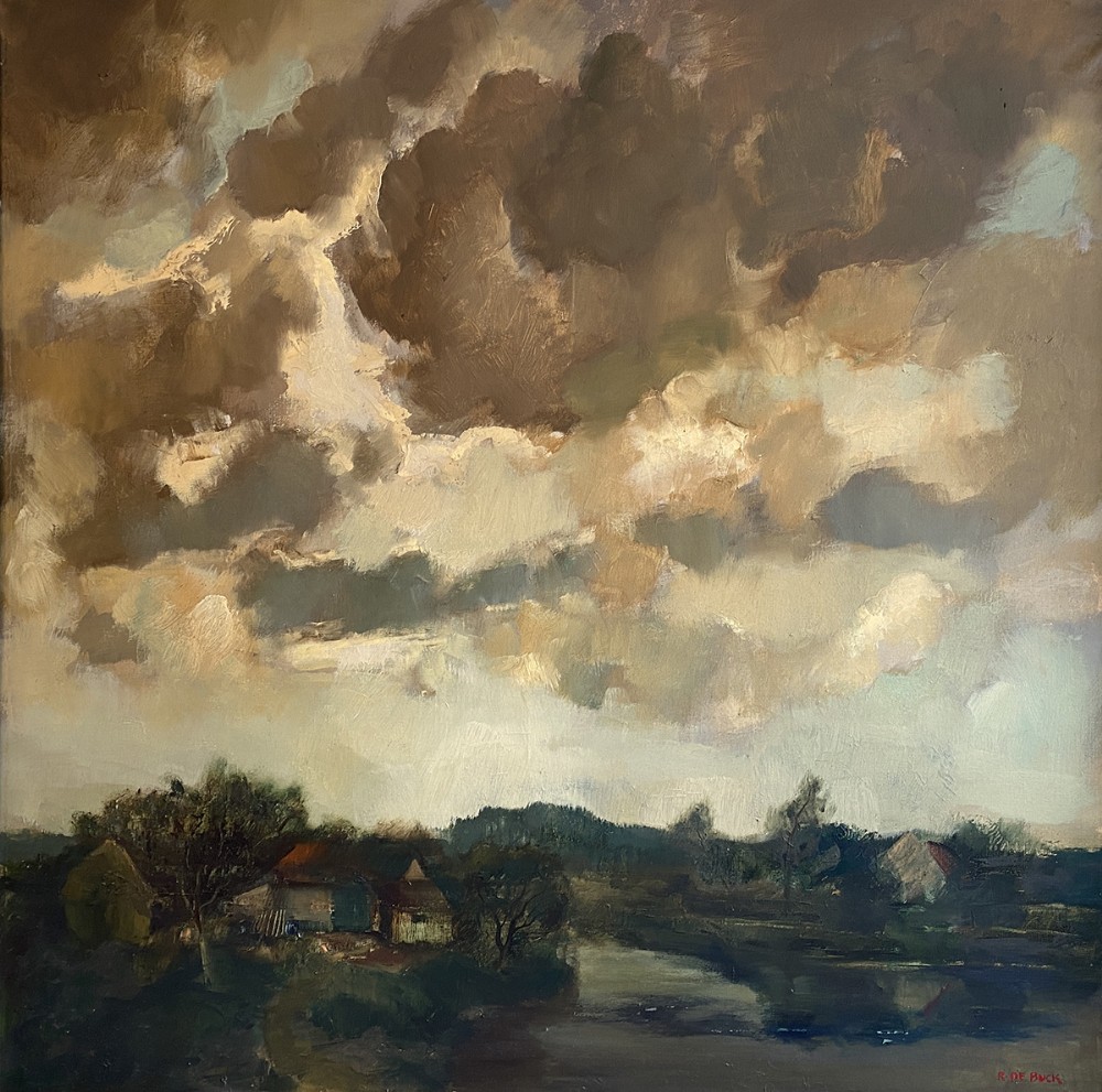 Evening Clouds - Antique Oil Painting