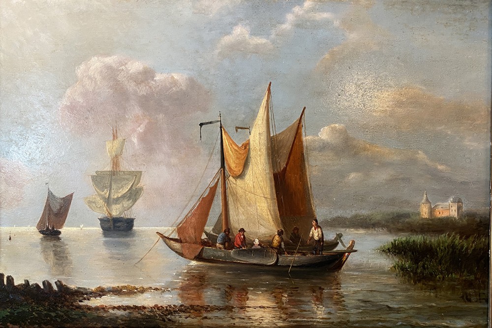 Fishing Boat - Antique Oil Painting