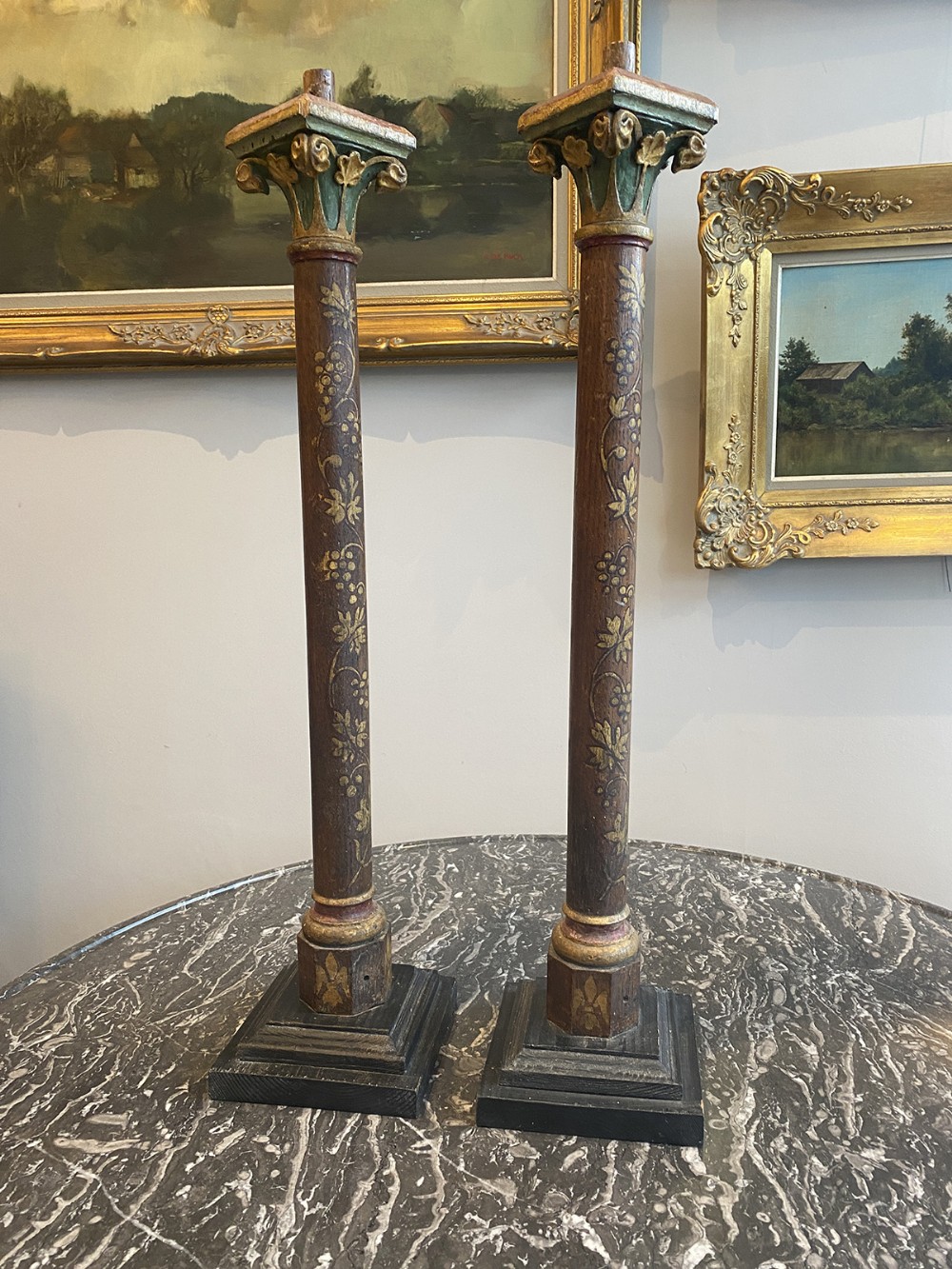 Pair of Painted Candlesticks