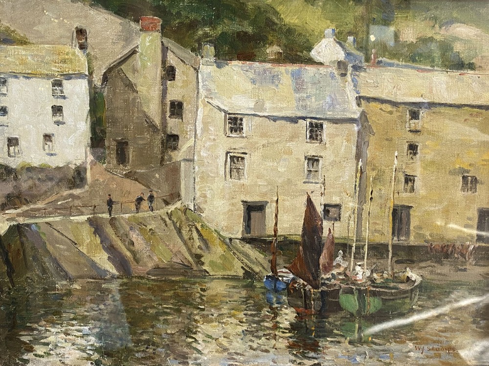 Fishing Village - Antique Oil Painting
