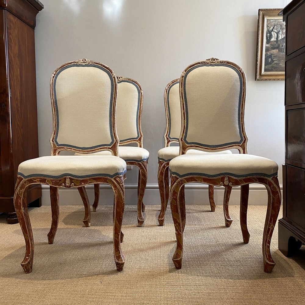 Set of Four Italian Painted Chairs