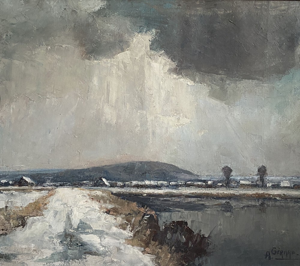 Winter Landscape - Antique Oil Painting