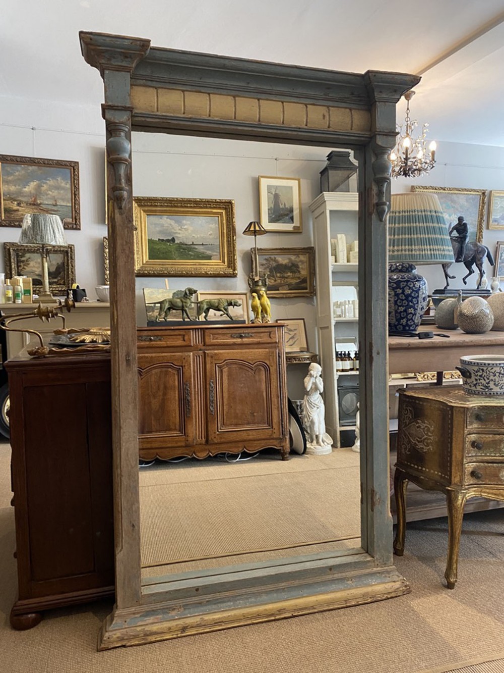 Large Painted Mirror - 19th Century