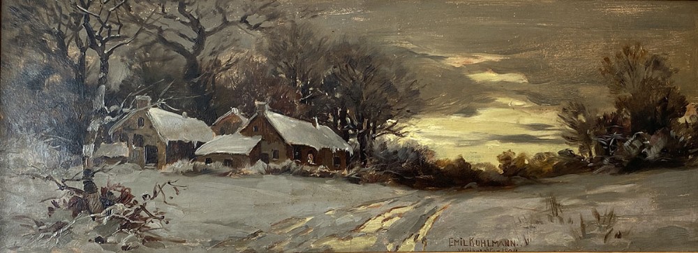 Winter Landscape - Antique Oil Painting